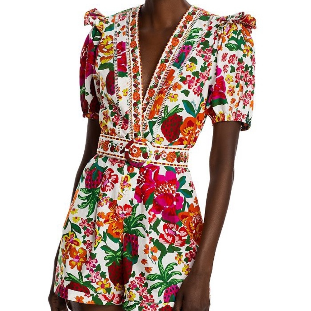 NWT Farm Rio off-white flowerful sketch romper